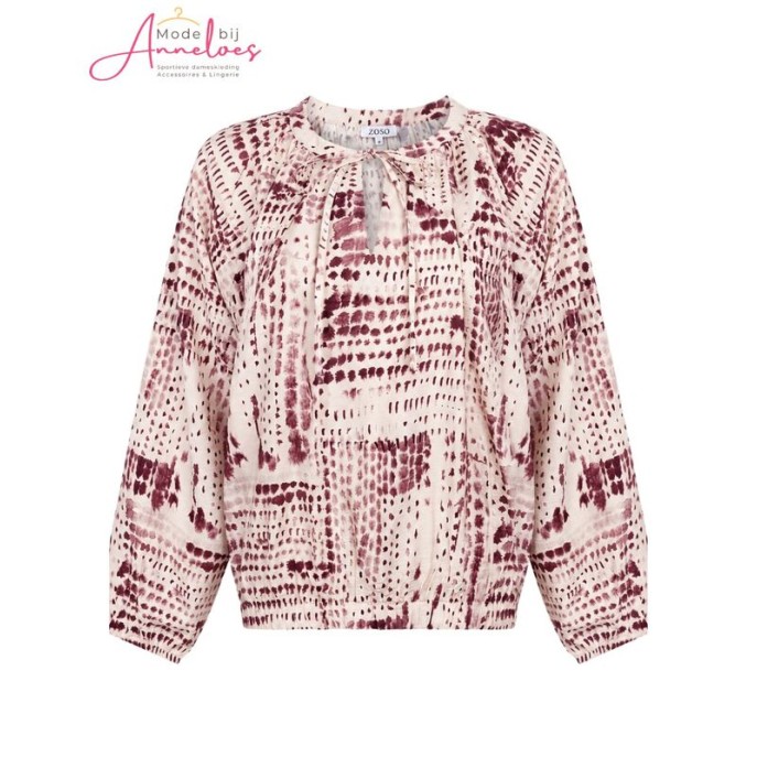 Zoso Blouse Naomi print Ivory Bordeaux Zoso Blouse Naomi print Ivory Bordeaux
